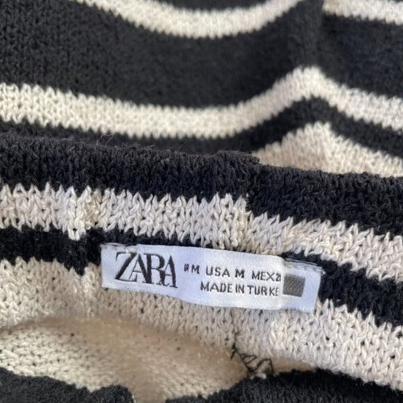 Zara 2 Piece Rustic Cropped Sweaters + Shorts Set Ecru Black Blogger Fav Medium - Picture 14 of 15